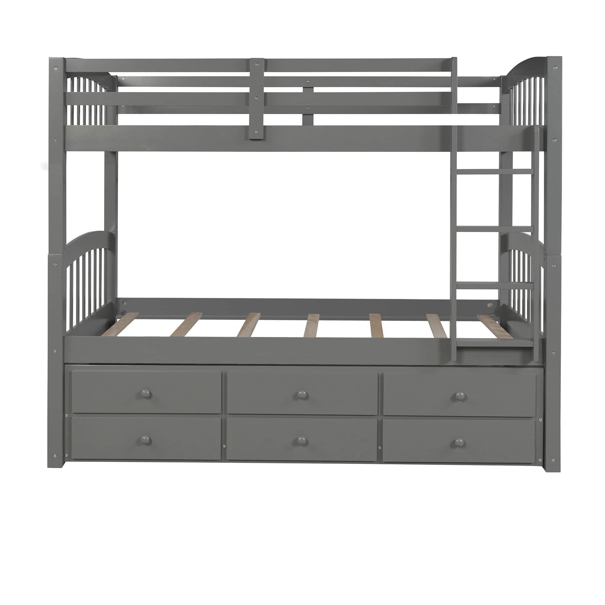 Convertible Twin Over Twin Bunk Beds for Kids Adults with Trundle and Storage - [Wood, Drawers]