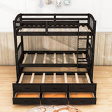 Twin Over Twin Convertible Bunk Beds with Trundle and Storage - [Wooden]