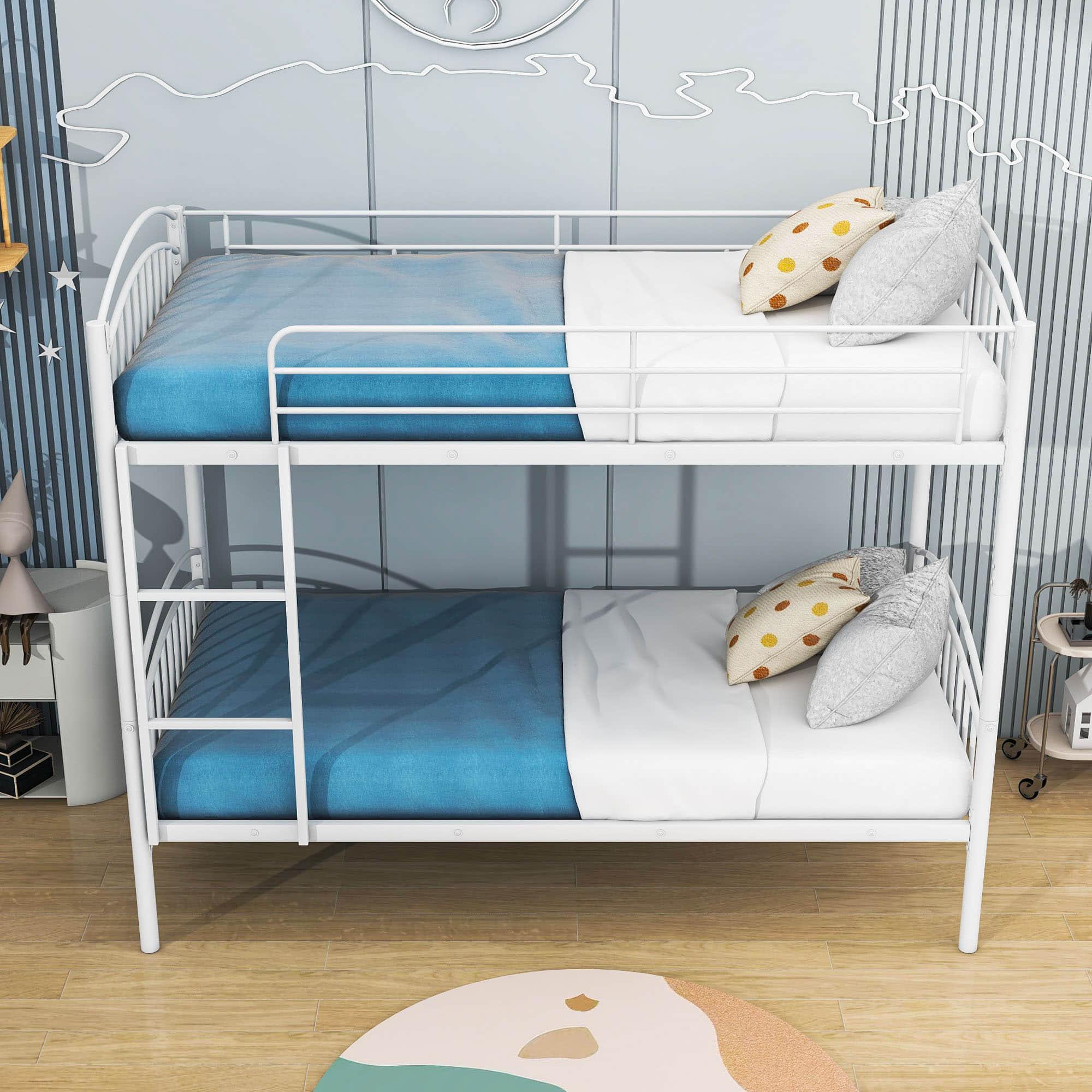 Convertible Twin Over Twin Bunk Beds for Kids, Adults - [Metal, Small Room]