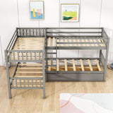 Twin L-Shaped Quad Bunk Bed with Storage - [Drawers, Ladder]