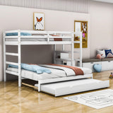 Twin Over Twin/King Convertible Bunk Beds with Stairs and Trundle