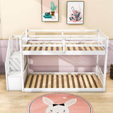 Low Twin Over Twin Toddler Bunk Beds with Stairs - [Floor]