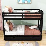 Extendable Twin Over Twin to King Bunk Beds with Trundle - [Wooden, Convertible]