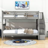 Twin Over Twin Bunk Beds with Stairs and Storage for Kids - [Wood, Convertible]