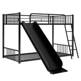 Low Twin Over Twin Bunk Beds with Slide for Kids, Toddler - [Metal]