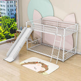 Low Twin Over Twin Bunk Beds with Slide for Kids, Toddler - [Metal]