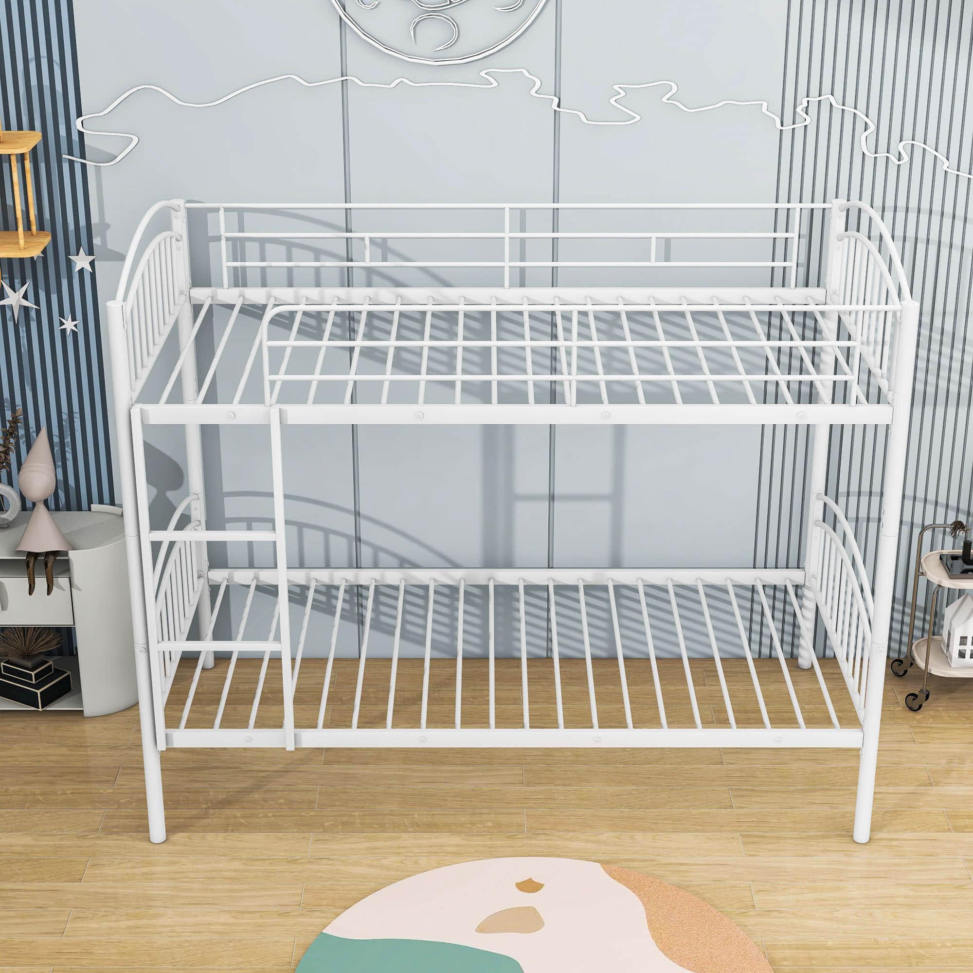 Convertible Twin Over Twin Bunk Beds for Kids, Adults - [Metal, Small Room]