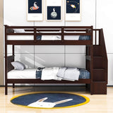 Twin Over Twin Bunk Beds with Stairs and Storage for Kids - [Wood, Convertible]