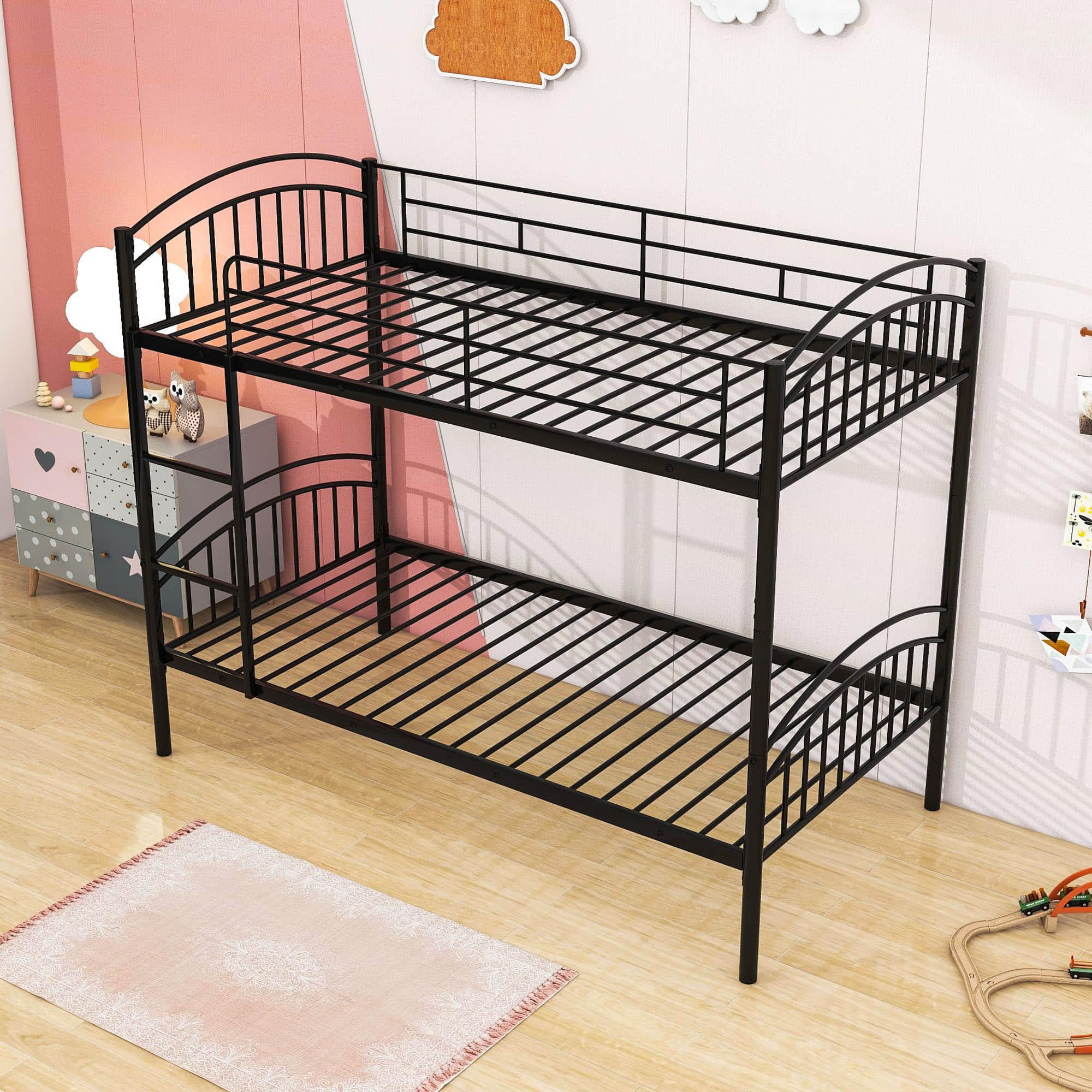 Convertible Twin Over Twin Bunk Beds for Kids, Adults - [Metal, Small Room]