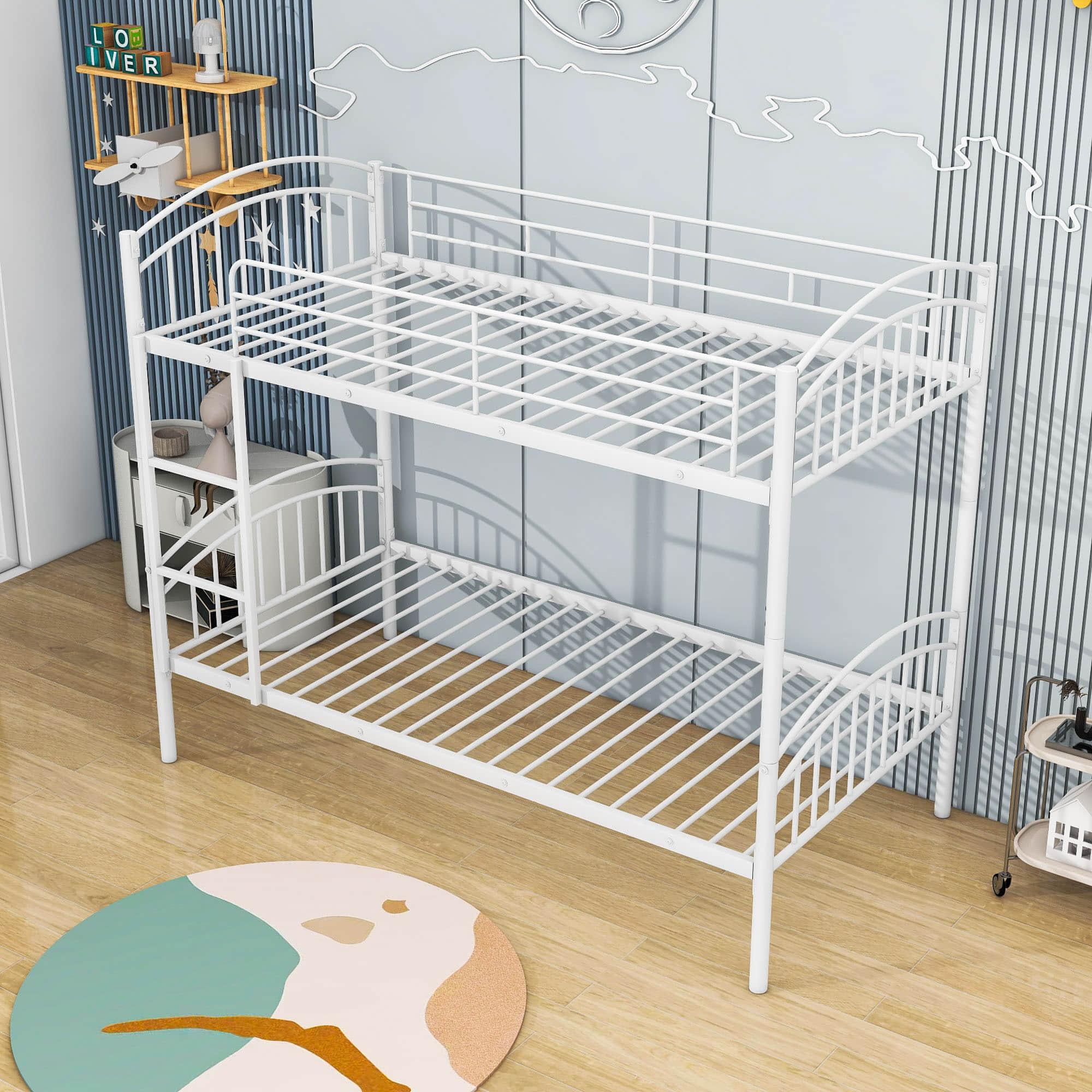 Convertible Twin Over Twin Bunk Beds for Kids, Adults - [Metal, Small Room]