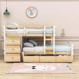 Low Twin Over Twin Bunk Beds for Kids with Storage Drawers and Dresser