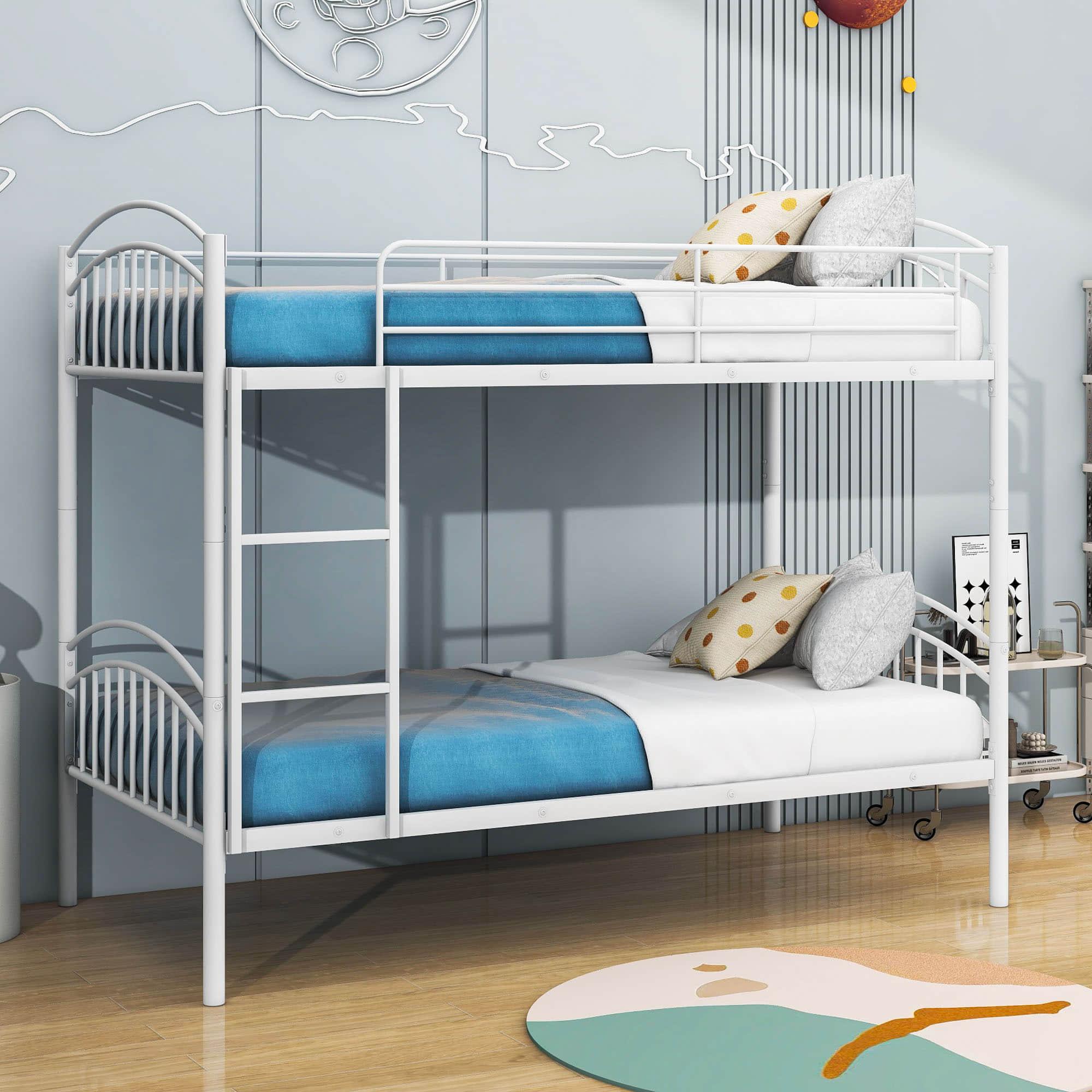 Convertible Twin Over Twin Bunk Beds for Kids, Adults - [Metal, Small Room]