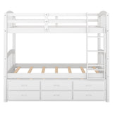 Twin Over Twin Convertible Bunk Beds with Trundle and Storage - [Wooden]