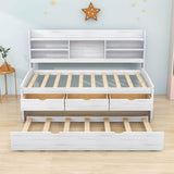 Wooden Twin Captains Bed with Storage and Trundle - [Bookshelves, Drawers]