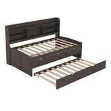 Wooden Twin Captains Bed with Storage and Trundle - [Bookshelves, Drawers]