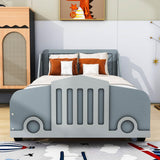 Wooden Car Twin Bed Frame for Boys and Girls with Wheels