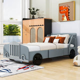 Wooden Car Twin Bed Frame for Boys and Girls with Wheels