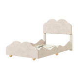 Twin Upholstered Princess Platform Bed Frame with Headboard for Girls