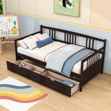 Twin Size Daybed with Storage Drawers - [Wood, Slat Back]