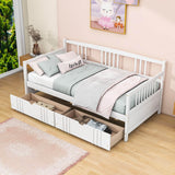 Twin Size Daybed with Storage Drawers - [Wood, Slat Back]