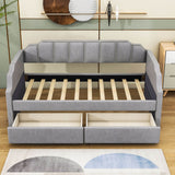 Modern Twin Size Upholstered Daybed with Storage Drawers