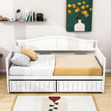 Wood Twin Daybed with Storage Drawers and Arch Back