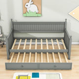 Wood Twin Daybed With Twin Trundle & Beadboard Back