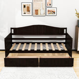 Wood Twin Daybed with Storage Drawers and Arch Back