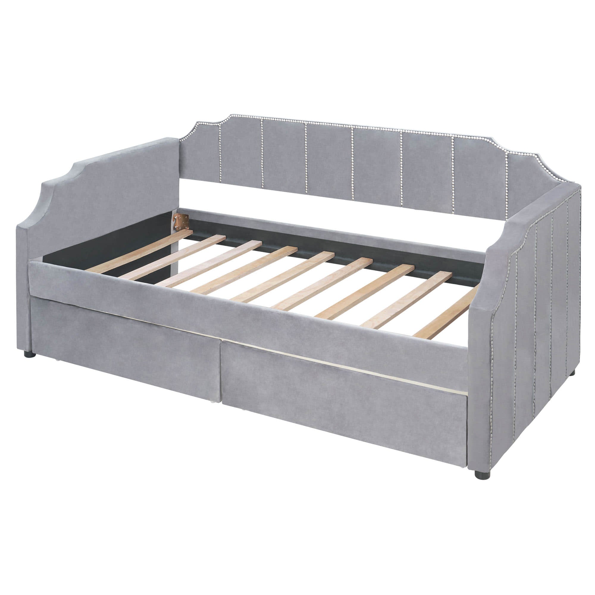 Modern Twin Size Upholstered Daybed with Storage Drawers