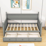 Wood Twin Daybed with Storage Drawers and Beadboard Back