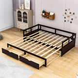 Wood Twin to King Daybed with Extendable Trundle and Storage Drawers