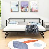 Convertible Metal Twin Daybed with Pop Up Trundle Bed