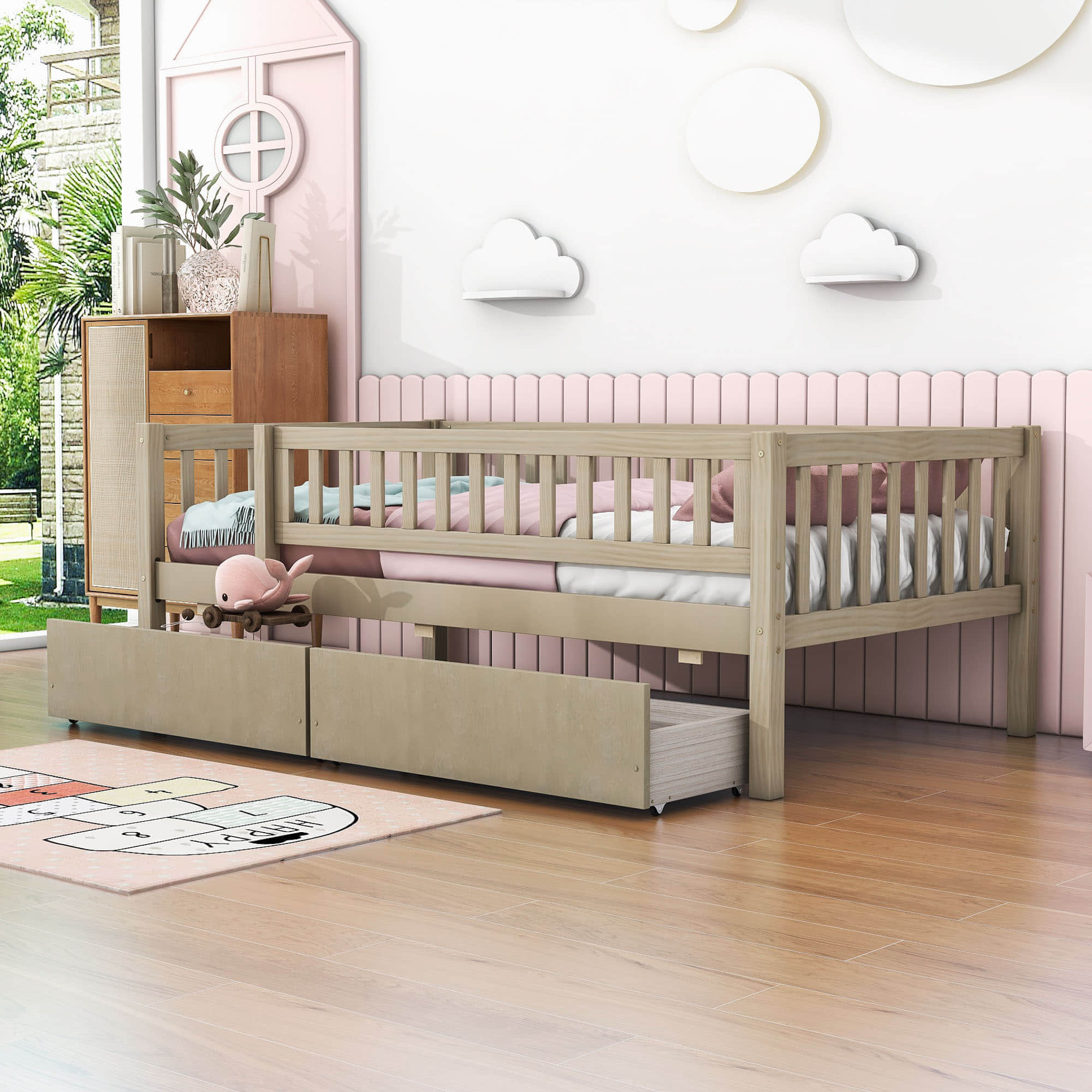 Twin Size Toddler Nursery Daybed with Storage Drawers