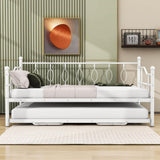 Metal Twin Size Daybed with Twin Pop Up Portable Folding Trundle