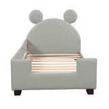 Upholstered Twin Daybed with Carton Ears Shaped Headboard for Kids