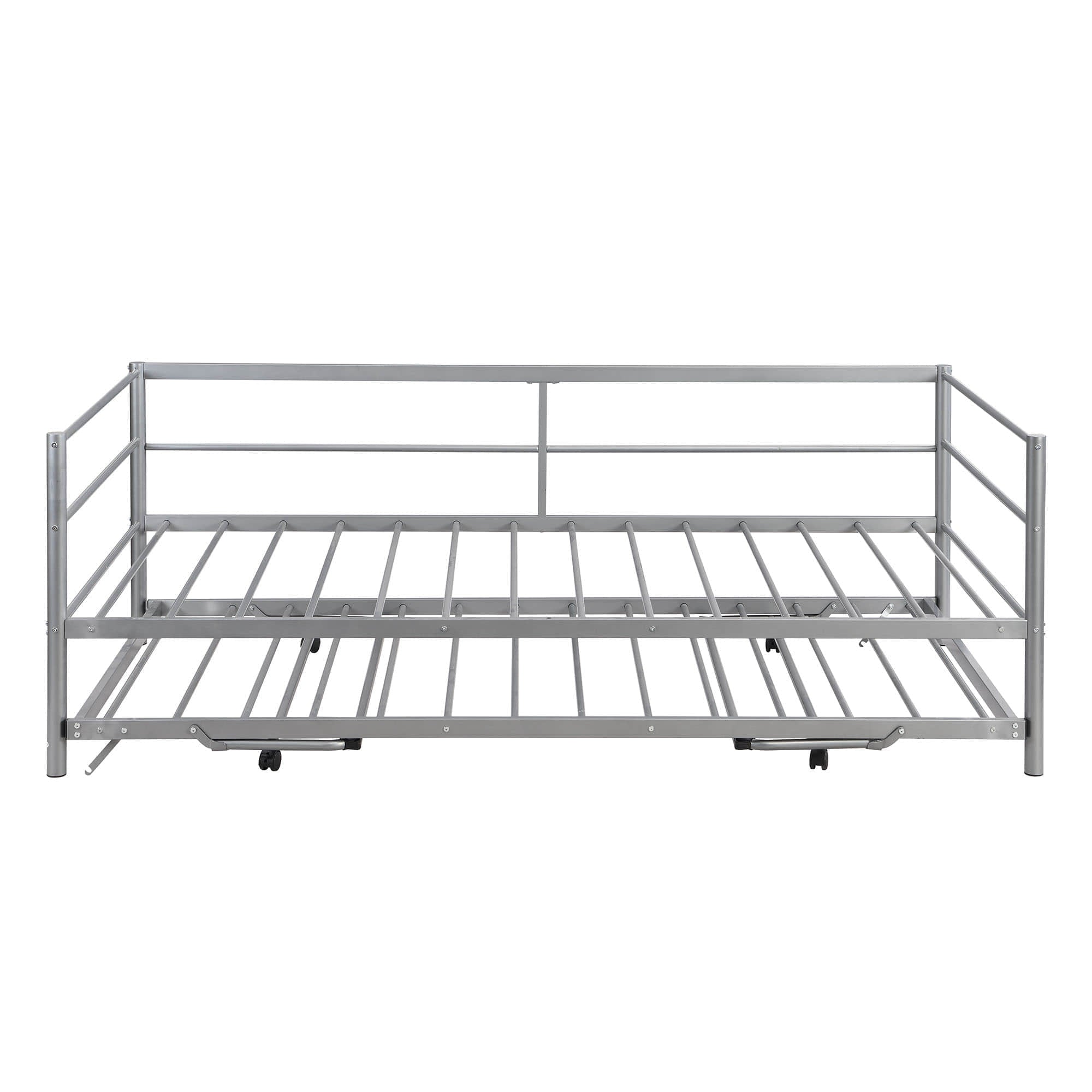 Convertible Metal Twin Daybed with Pop Up Trundle Bed