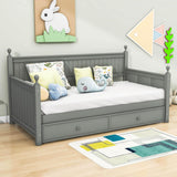 Wood Twin Daybed With Twin Trundle & Beadboard Back