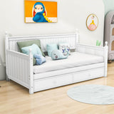 Wood Twin Daybed With Twin Trundle & Beadboard Back