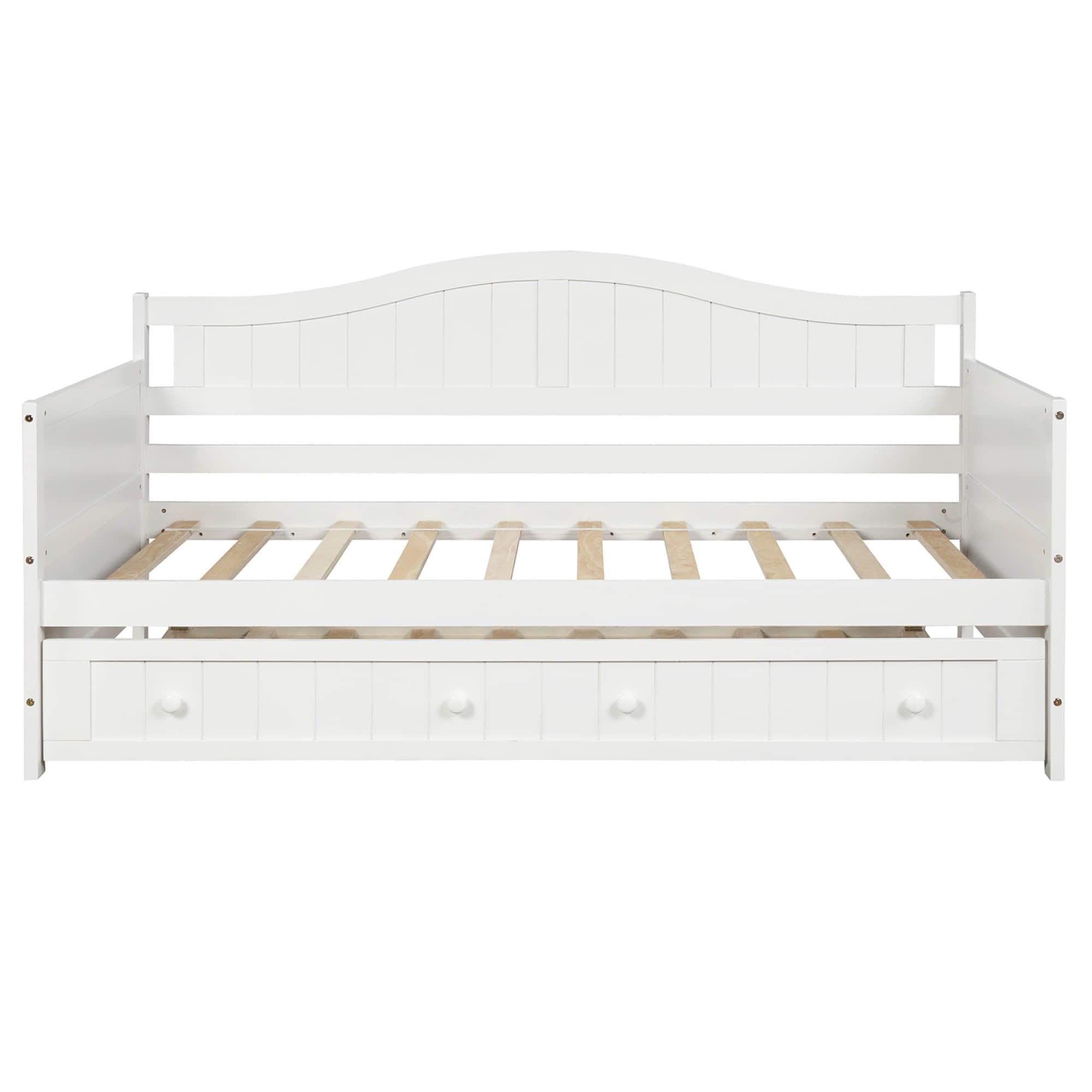 Wood Twin Daybed with Trundle and Arch Back