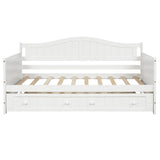 Wood Twin Daybed with Trundle and Arch Back