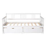 Twin Size Daybed with Storage Drawers - [Wood, Slat Back]