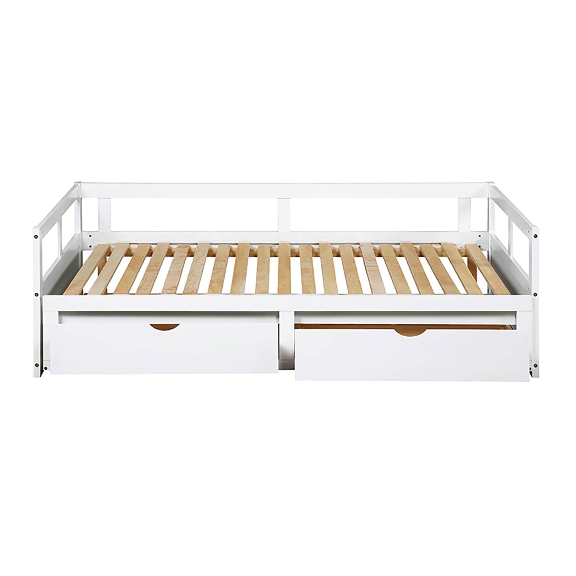 Wood Twin to King Daybed with Extendable Trundle and Storage Drawers