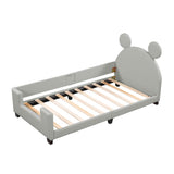 Upholstered Twin Daybed with Carton Ears Shaped Headboard for Kids