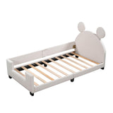 Upholstered Twin Daybed with Carton Ears Shaped Headboard for Kids