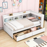 Wood Twin Daybed with Storage - [Drawers, L-Shaped Bookcases]