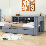 Modern Smart Kids Twin Size Daybed with Storage Drawers and Shelf