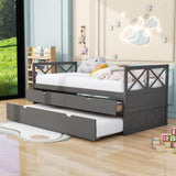 Twin Daybed with Trundle and Storage Drawers for Kids Adults - [Wood, Backless]