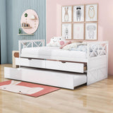 Twin Daybed with Trundle and Storage Drawers for Kids Adults - [Wood, Backless]