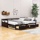 Wood Twin to King Daybed with Extendable Trundle and Storage Drawers