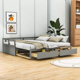 Wood Twin to King Daybed with Extendable Trundle and Storage Drawers